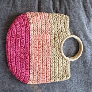 NWOT Talbots Pink and Tan Straw Purse